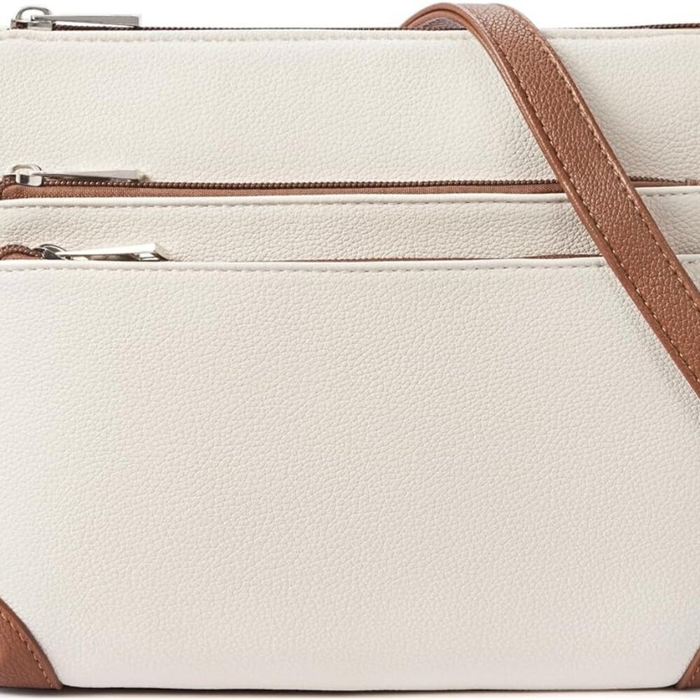 Women Crossbody Bag Vegan Leather Medium Sized Shoulder Handbag Organizer